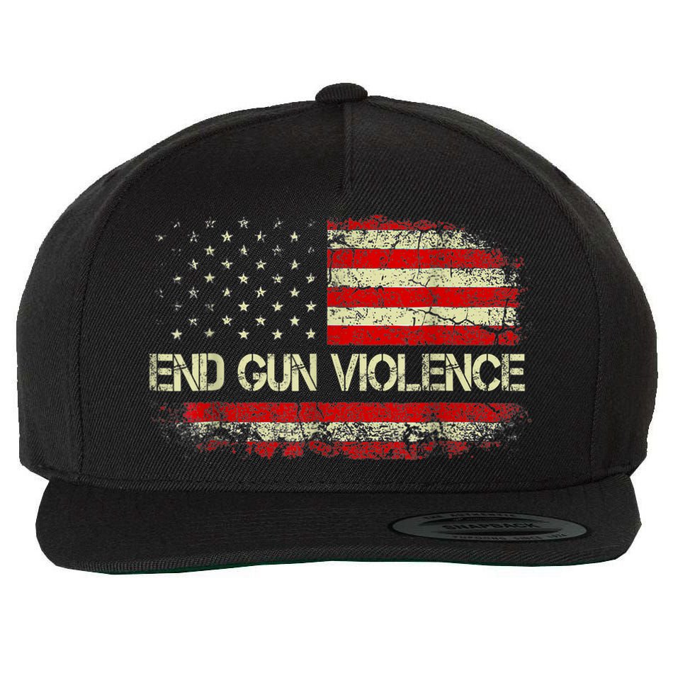 Enough End Gun Violence Awareness Day Wear Orange Vintage America Flag Wool Snapback Cap