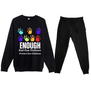 Enough End Gun Violence Protect Our Children Wear Orange Premium Crewneck Sweatsuit Set