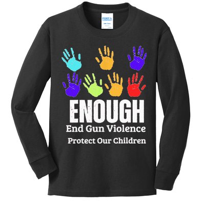 Enough End Gun Violence Protect Our Children Wear Orange Kids Long Sleeve Shirt