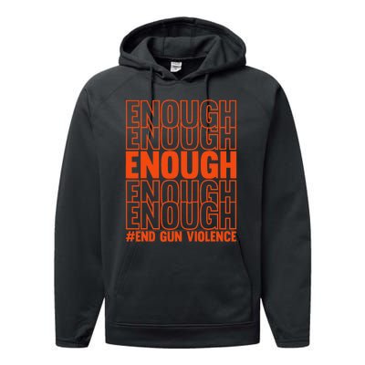 Enough End Gun Violence Protect Our Children Orange Mom Dad Performance Fleece Hoodie