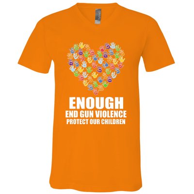 Enough End Gun Violence Protect Our Children In June We Wear Orange V-Neck T-Shirt