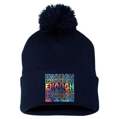 Enough End Gun Violence Awareness Day Wear Orange Pom Pom 12in Knit Beanie