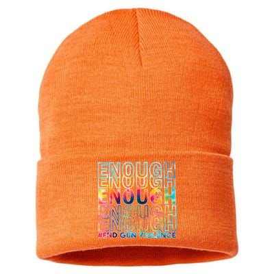 Enough End Gun Violence Awareness Day Wear Orange Sustainable Knit Beanie