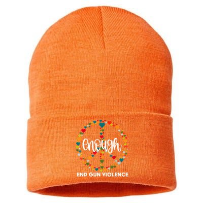 Enough End Gun Violence Awareness Day Wear Orange Sustainable Knit Beanie