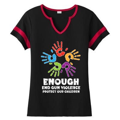 Enough End Gun Violence Protect Our Children Orange Mom Dad Ladies Halftime Notch Neck Tee