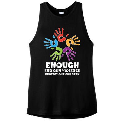 Enough End Gun Violence Protect Our Children Orange Mom Dad Ladies PosiCharge Tri-Blend Wicking Tank