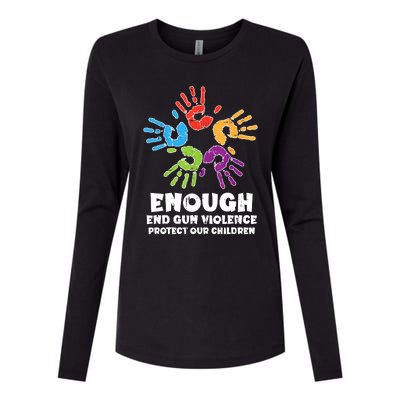 Enough End Gun Violence Protect Our Children Orange Mom Dad Womens Cotton Relaxed Long Sleeve T-Shirt