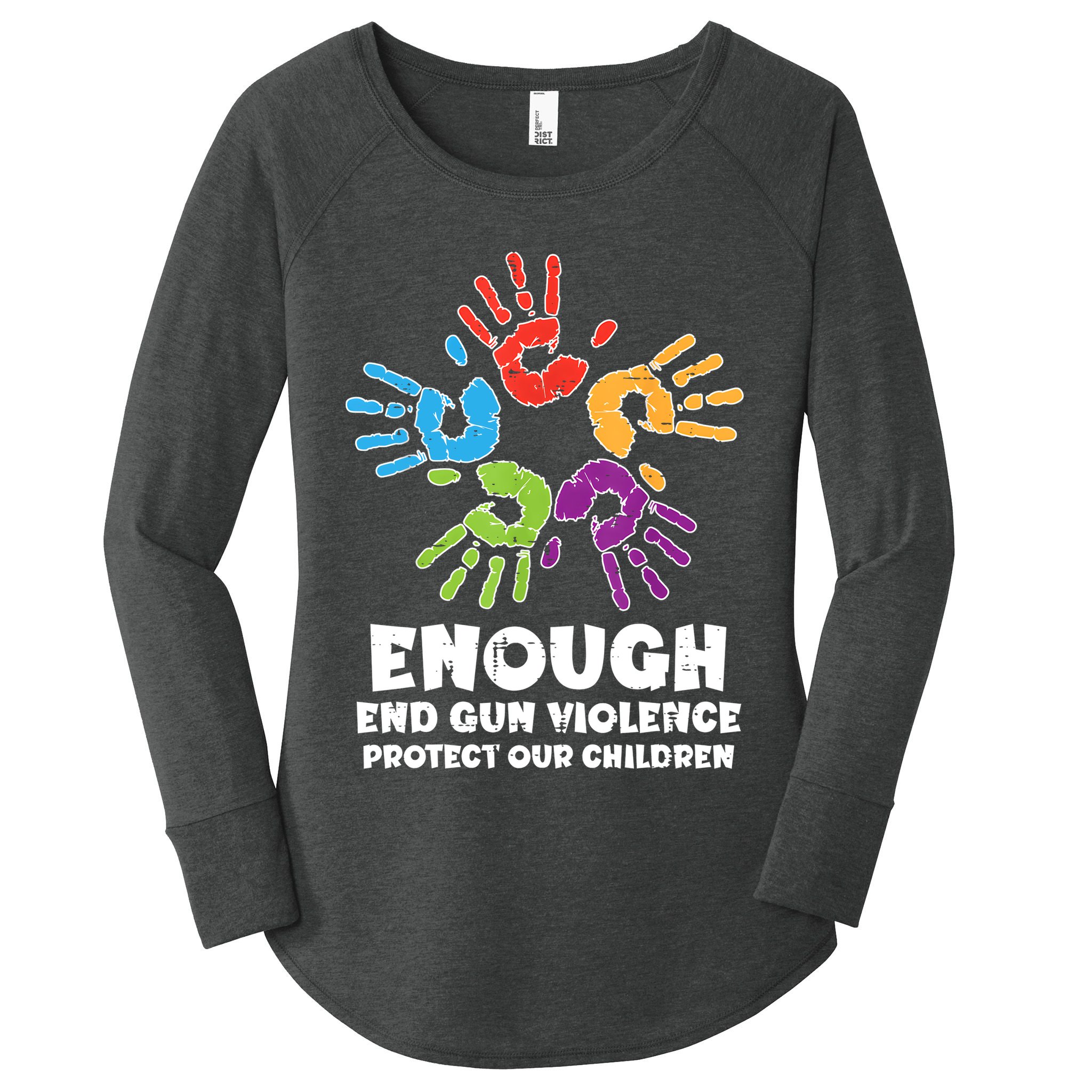 Enough End Gun Violence Protect Our Children Orange Mom Dad Women's Perfect Tri Tunic Long Sleeve Shirt