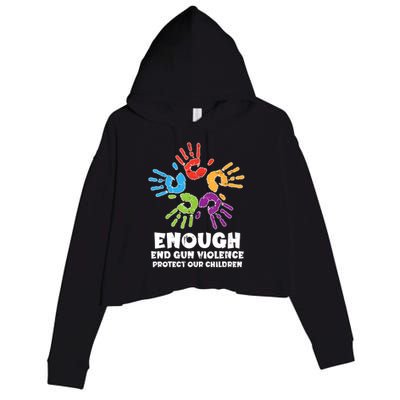 Enough End Gun Violence Protect Our Children Orange Mom Dad Crop Fleece Hoodie