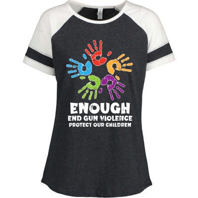 Enough End Gun Violence Protect Our Children Orange Mom Dad Enza Ladies Jersey Colorblock Tee