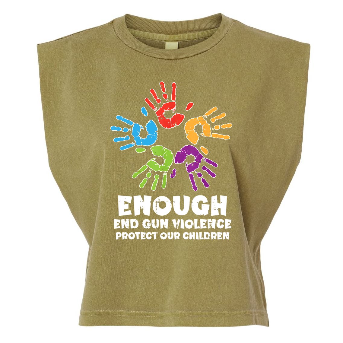 Enough End Gun Violence Protect Our Children Orange Mom Dad Garment-Dyed Women's Muscle Tee