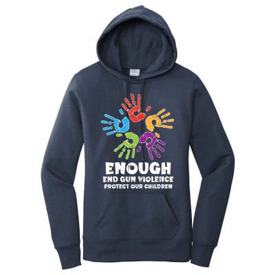 Enough End Gun Violence Protect Our Children Orange Mom Dad Women's Pullover Hoodie