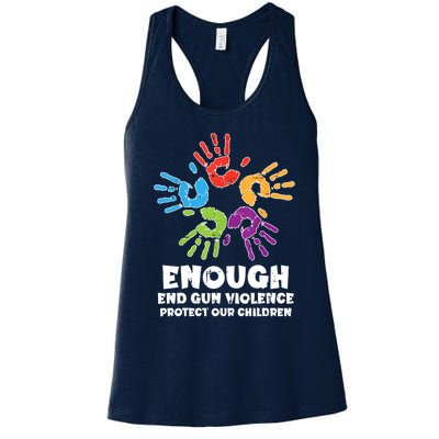 Enough End Gun Violence Protect Our Children Orange Mom Dad Women's Racerback Tank