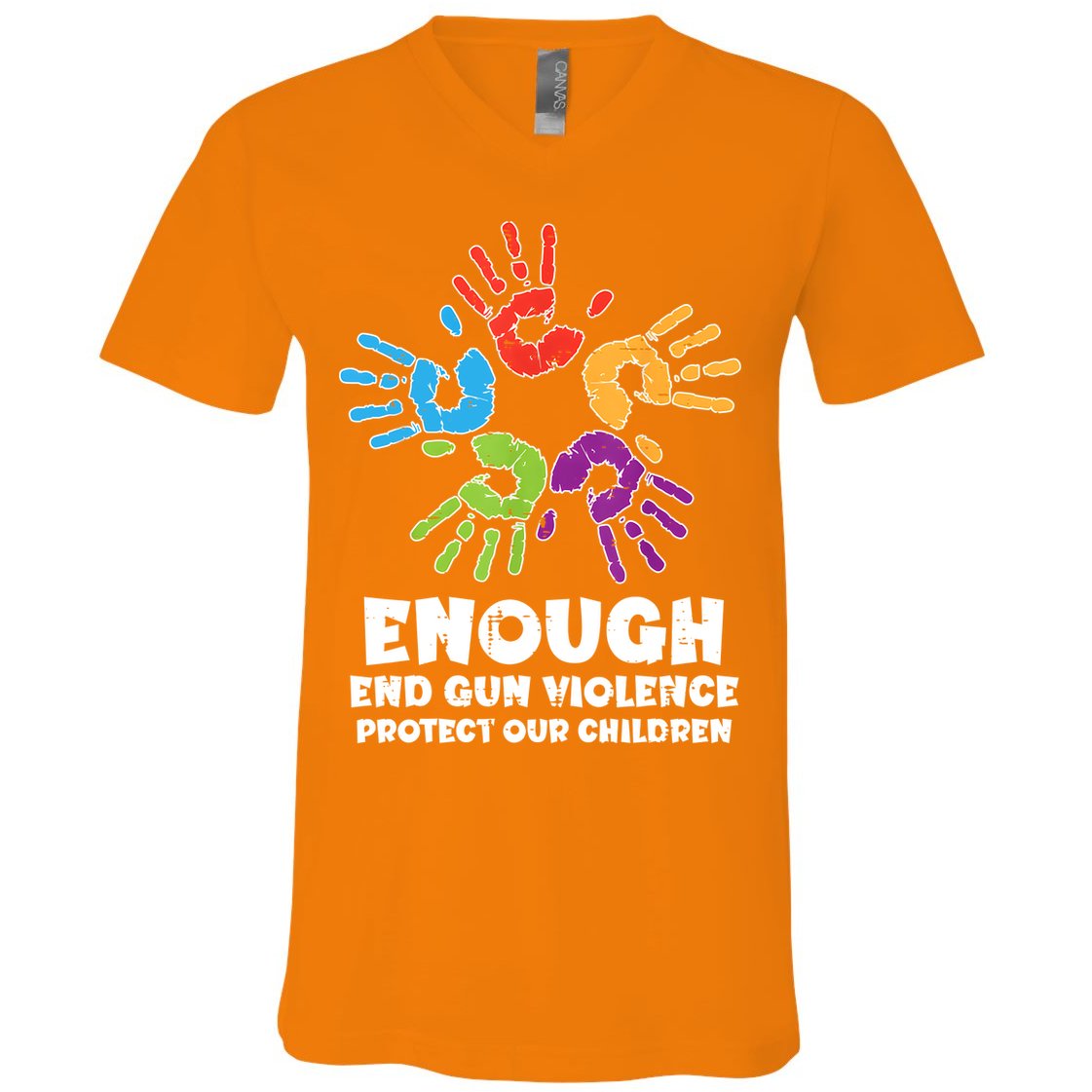 Enough End Gun Violence Protect Our Children Orange Mom Dad V-Neck T-Shirt