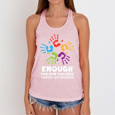 Enough End Gun Violence Protect Our Children Orange Mom Dad Women's Knotted Racerback Tank