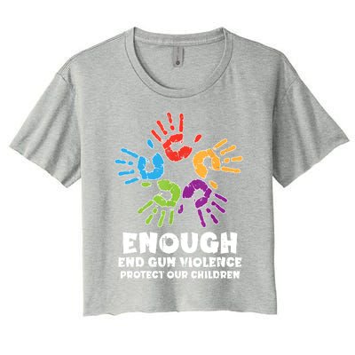 Enough End Gun Violence Protect Our Children Orange Mom Dad Women's Crop Top Tee