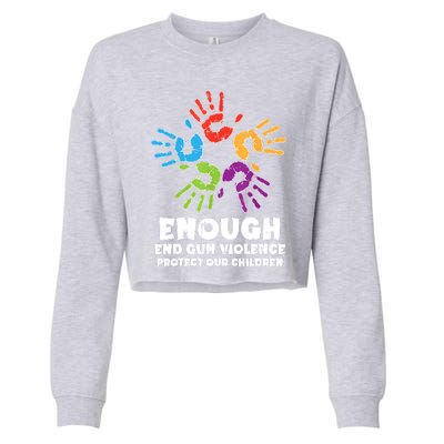 Enough End Gun Violence Protect Our Children Orange Mom Dad Cropped Pullover Crew