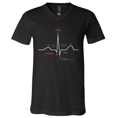 Ecg Ekg Heartbeat V-Neck T-Shirt