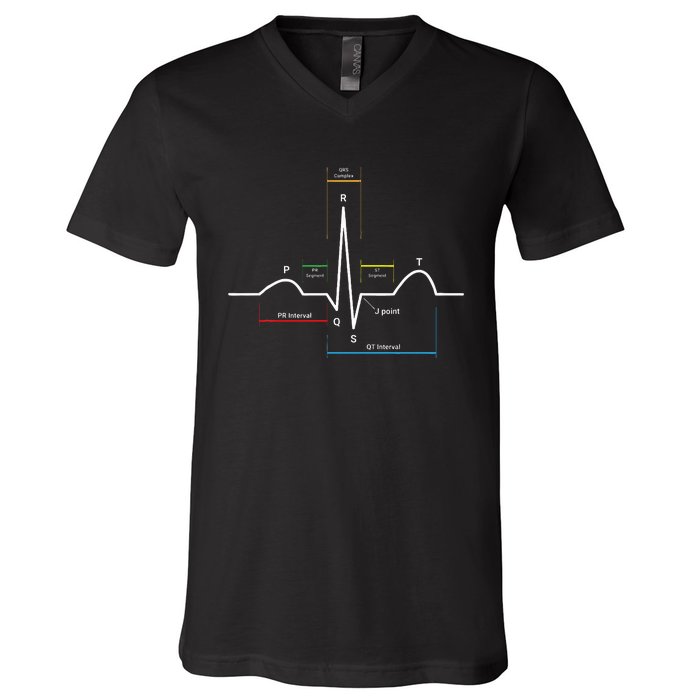 Ecg Ekg Heartbeat V-Neck T-Shirt