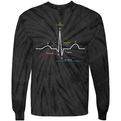 Ecg Ekg Heartbeat Tie-Dye Long Sleeve Shirt