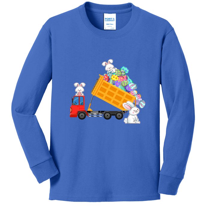 Easter Egg Hunt Bunny Construction Garbage Truck Gift Kids Long Sleeve Shirt