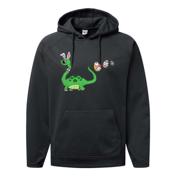 Easter Egg Hunting Brontosaurus Spring Performance Fleece Hoodie