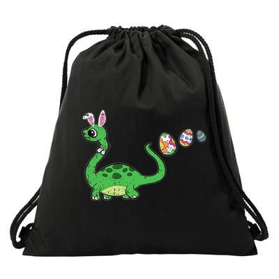 Easter Egg Hunting Brontosaurus Spring Drawstring Bag