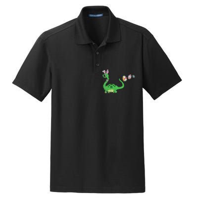 Easter Egg Hunting Brontosaurus Spring Dry Zone Grid Polo