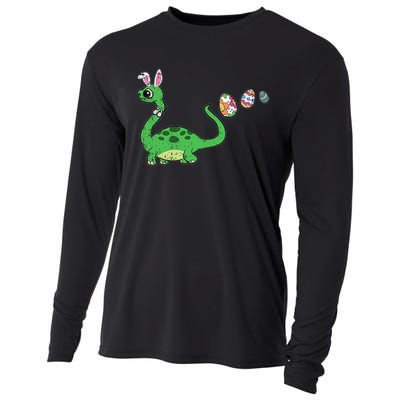 Easter Egg Hunting Brontosaurus Spring Cooling Performance Long Sleeve Crew