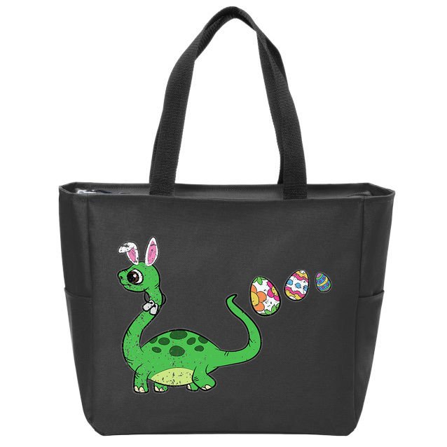 Easter Egg Hunting Brontosaurus Spring Zip Tote Bag
