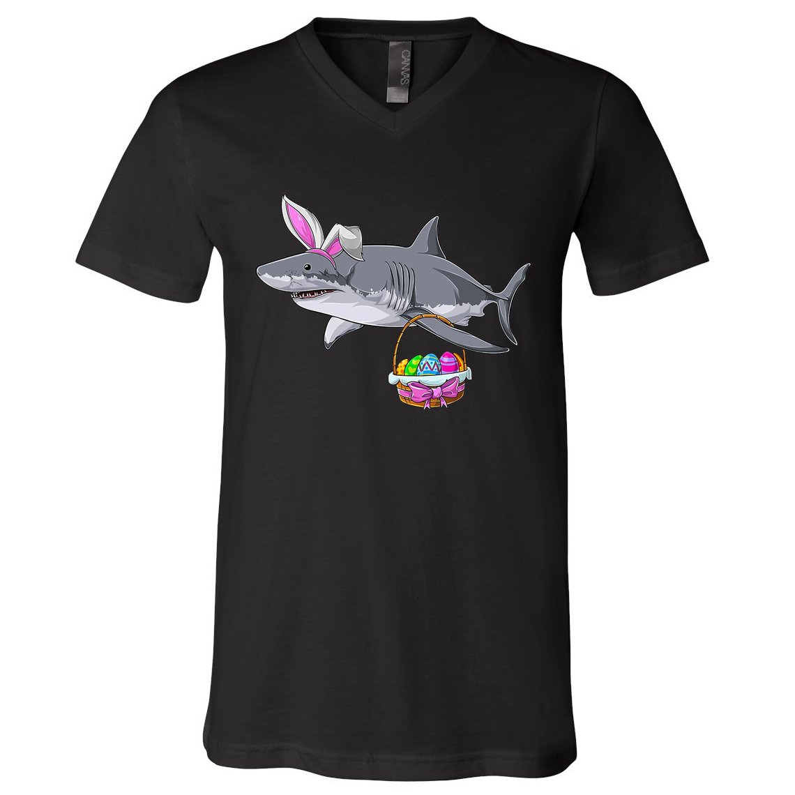 Easter Egg Hunt Shark V-Neck T-Shirt