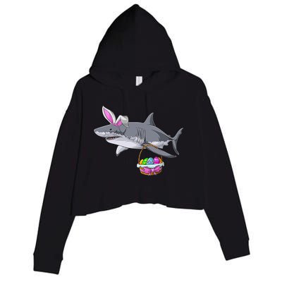 Easter Egg Hunt Shark Crop Fleece Hoodie