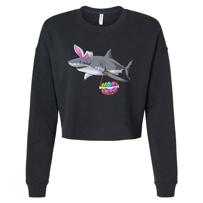 Easter Egg Hunt Shark Cropped Pullover Crew