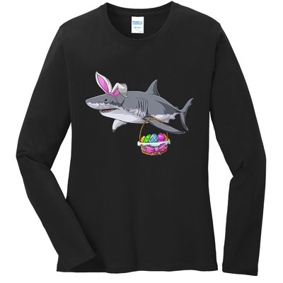 Easter Egg Hunt Shark Ladies Long Sleeve Shirt