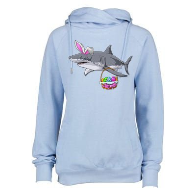 Easter Egg Hunt Shark Womens Funnel Neck Pullover Hood