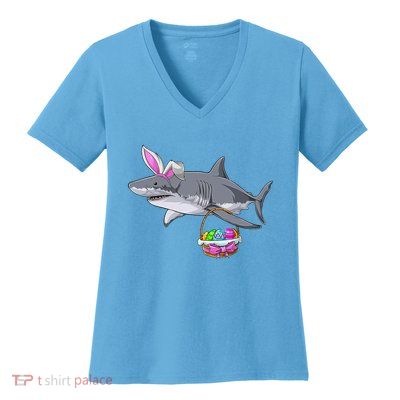 Easter Egg Hunt Shark Women's V-Neck T-Shirt