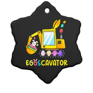 Easter Egg Hunt Funny EggsCavator Ceramic Star Ornament