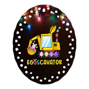 Easter Egg Hunt Funny EggsCavator Ceramic Oval Ornament