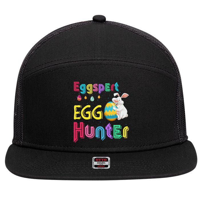 Eggspert Egg Hunter Cool Easter Bunny Hunting Eggs 7 Panel Mesh Trucker Snapback Hat