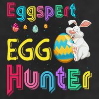Eggspert Egg Hunter Cool Easter Bunny Hunting Eggs 7 Panel Mesh Trucker Snapback Hat