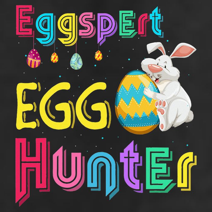 Eggspert Egg Hunter Cool Easter Bunny Hunting Eggs 7 Panel Mesh Trucker Snapback Hat