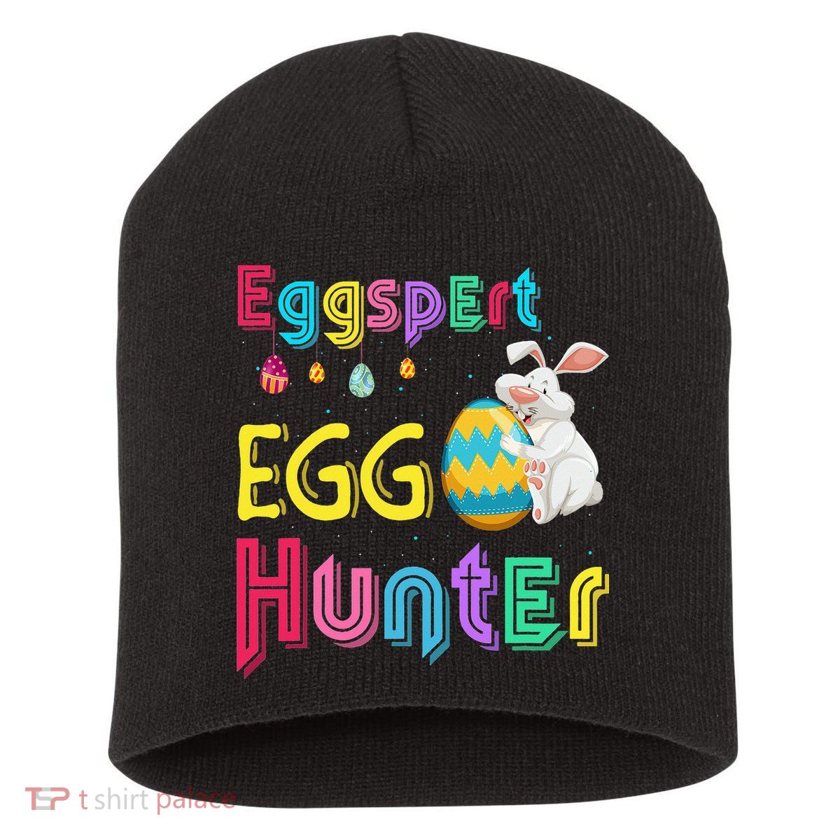 Eggspert Egg Hunter Cool Easter Bunny Hunting Eggs Short Acrylic Beanie