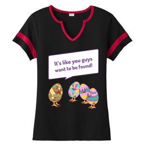 Easter Egg Hunt Funny Camo Eggs Want To Be Found Ladies Halftime Notch Neck Tee