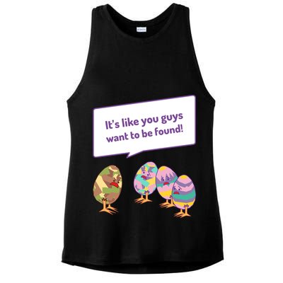Easter Egg Hunt Funny Camo Eggs Want To Be Found Ladies PosiCharge Tri-Blend Wicking Tank