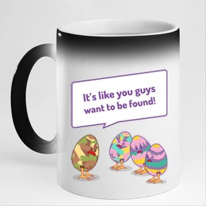 Easter Egg Hunt Funny Camo Eggs Want To Be Found 11oz Black Color Changing Mug