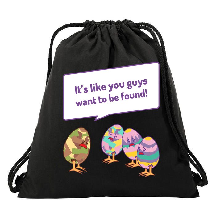 Easter Egg Hunt Funny Camo Eggs Want To Be Found Drawstring Bag