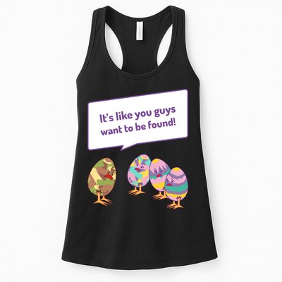 Easter Egg Hunt Funny Camo Eggs Want To Be Found Womens Tank Top