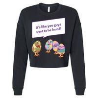 Easter Egg Hunt Funny Camo Eggs Want To Be Found Cropped Pullover Crew