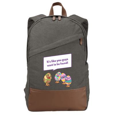 Easter Egg Hunt Funny Camo Eggs Want To Be Found Cotton Canvas Backpack