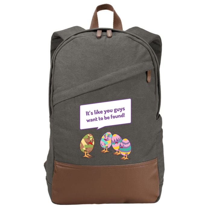 Easter Egg Hunt Funny Camo Eggs Want To Be Found Cotton Canvas Backpack